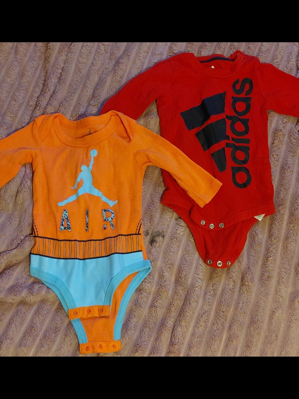 adidas Red Long-Sleeve Baby Bodysuit with Bold Logo
